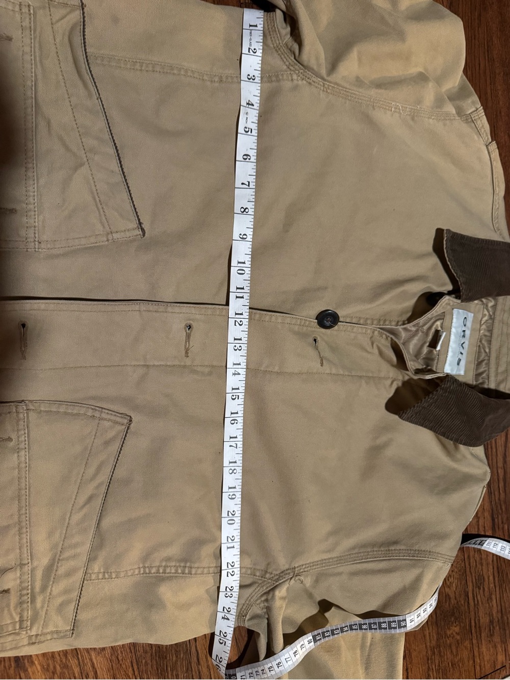 Vintage Orvis Khaki Field Jacket with Dark Brown Corduroy Collar SEE DETAILS - Picture 3 of 10